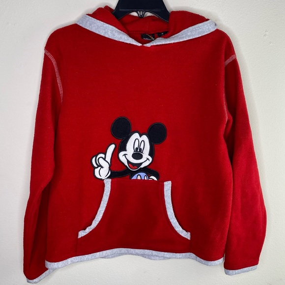 Disney Tops - Vintage 90s Disney red Mickey fleece pullover hoodie unisex size medium sweater